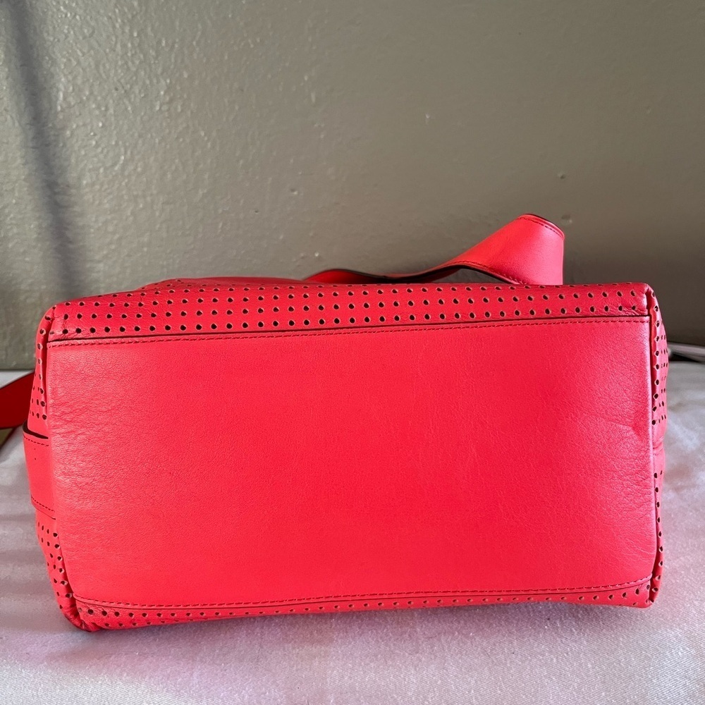 Coach Legacy Perforated Leather Duffle Crossbody Bag Red Watermelon Snow - Picture 9 of 15